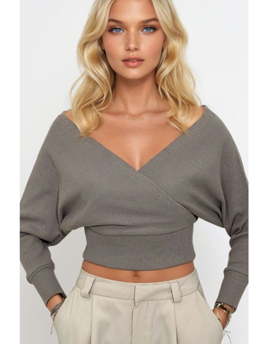 Women's Mink Front Back V Neck Double Breasted top - 3