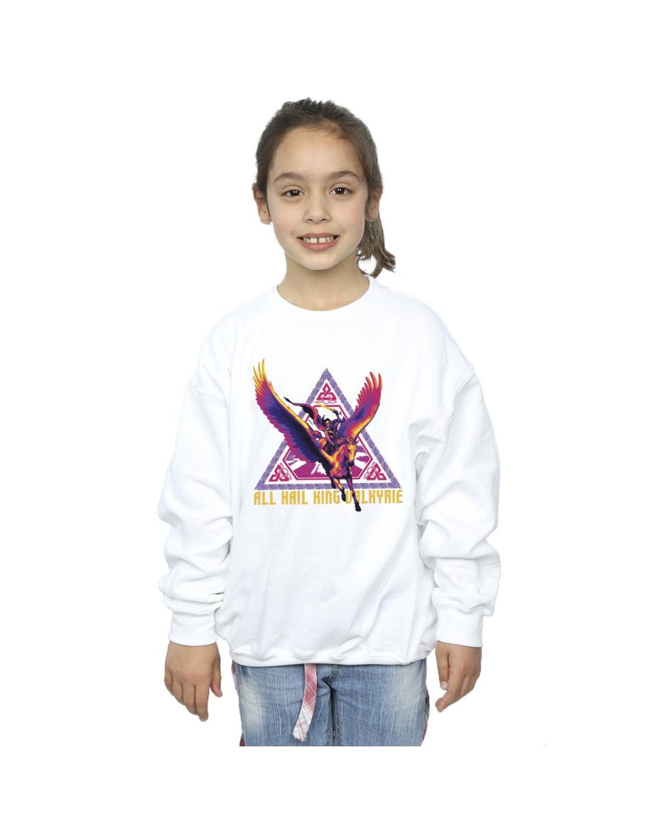 Marvel Girls Thor Love And Thunder All Hail Valkyrie Sweatshirt - White