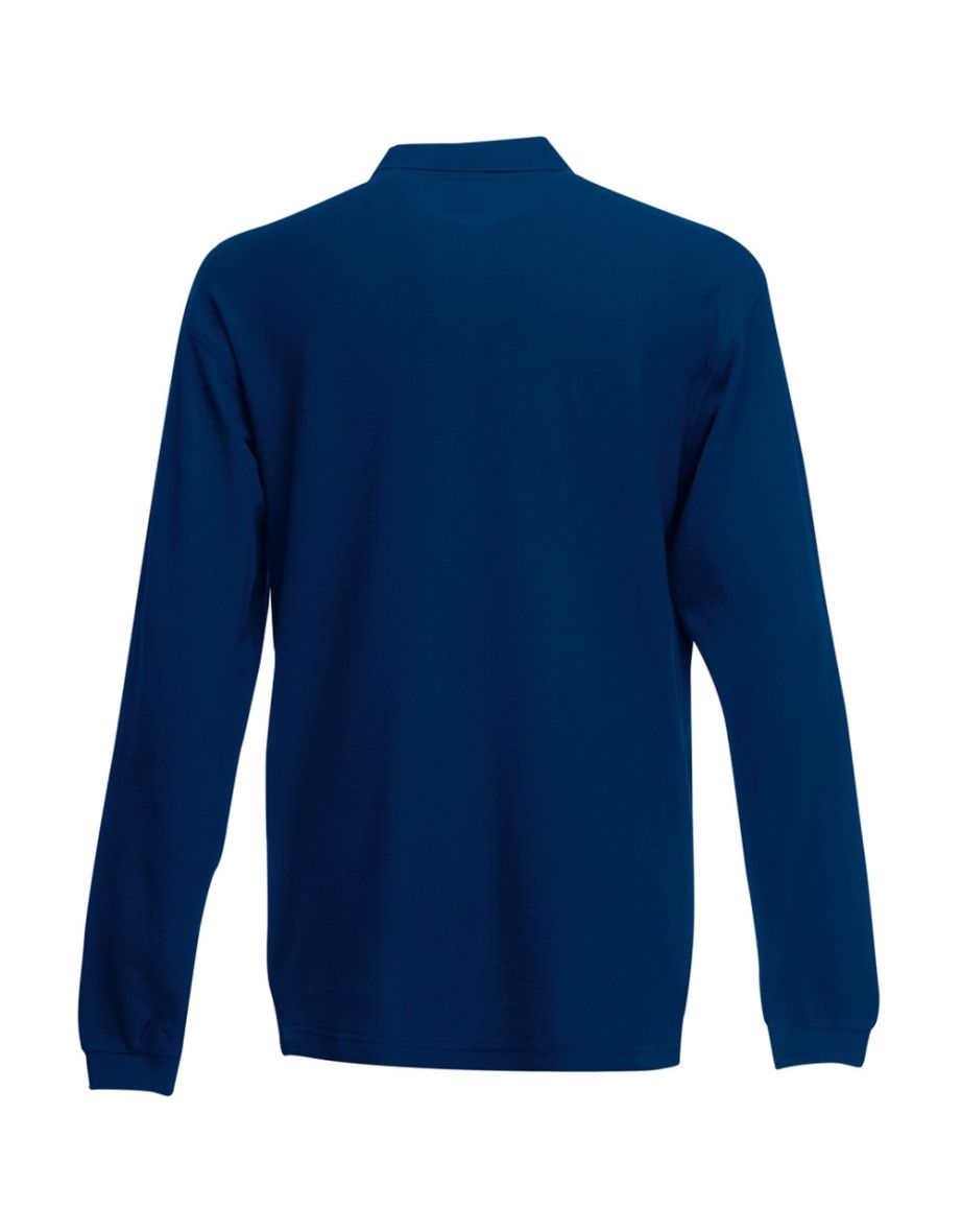 Fruit Of The Loom Mens Premium Long Sleeve Polo Shirt - Navy - 1