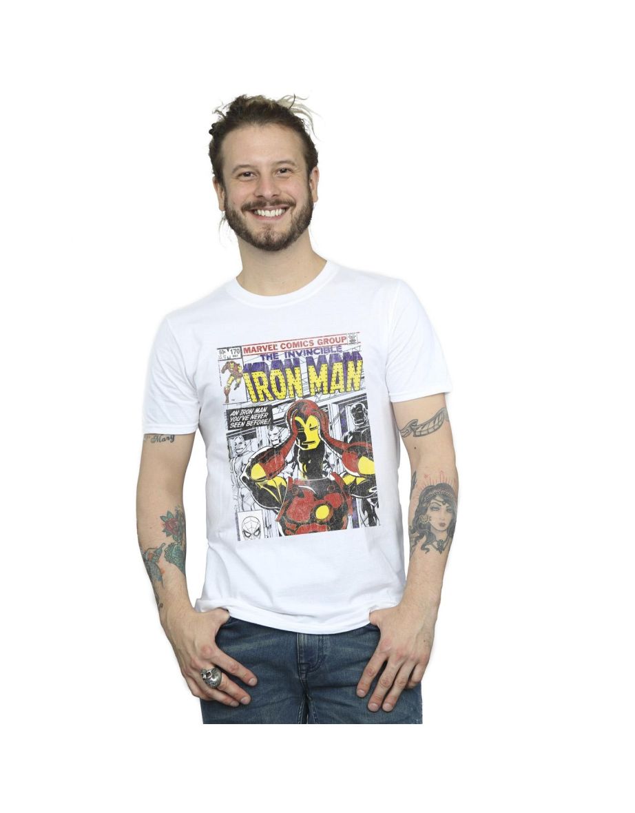 Marvel Mens Iron Man Head Gear Off T-Shirt - White