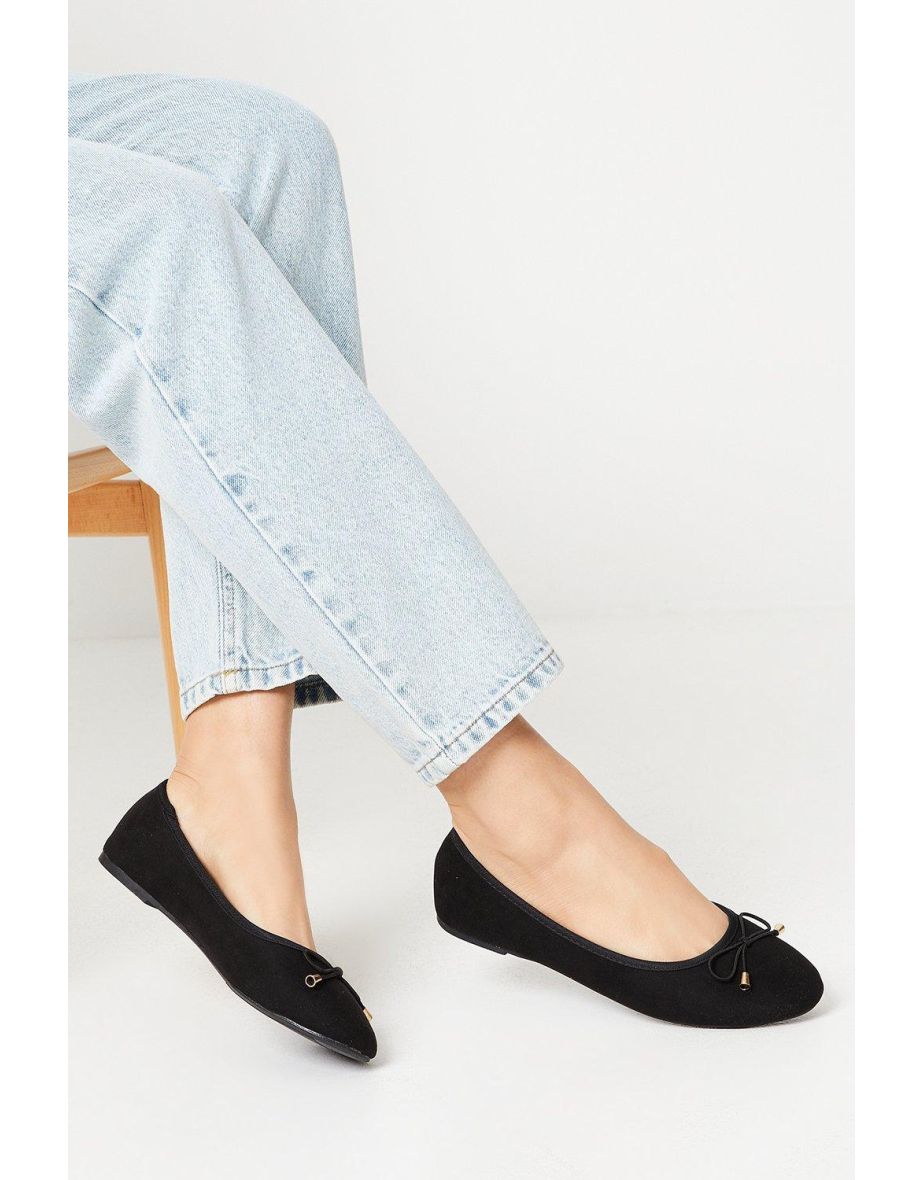 Good For The Sole: Wide Fit Tonya Comfort Bow Detailed Ballerinas
