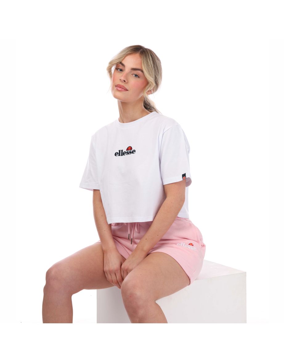 Women's Ellesse Fireball Crop T-Shirt in White - 3