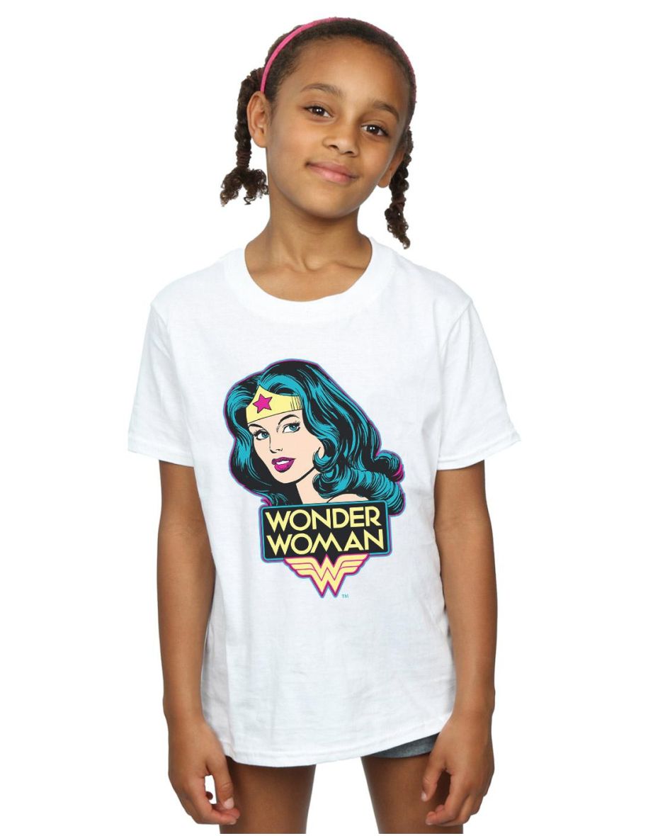 Wonder Woman Girls Head T-Shirt - White