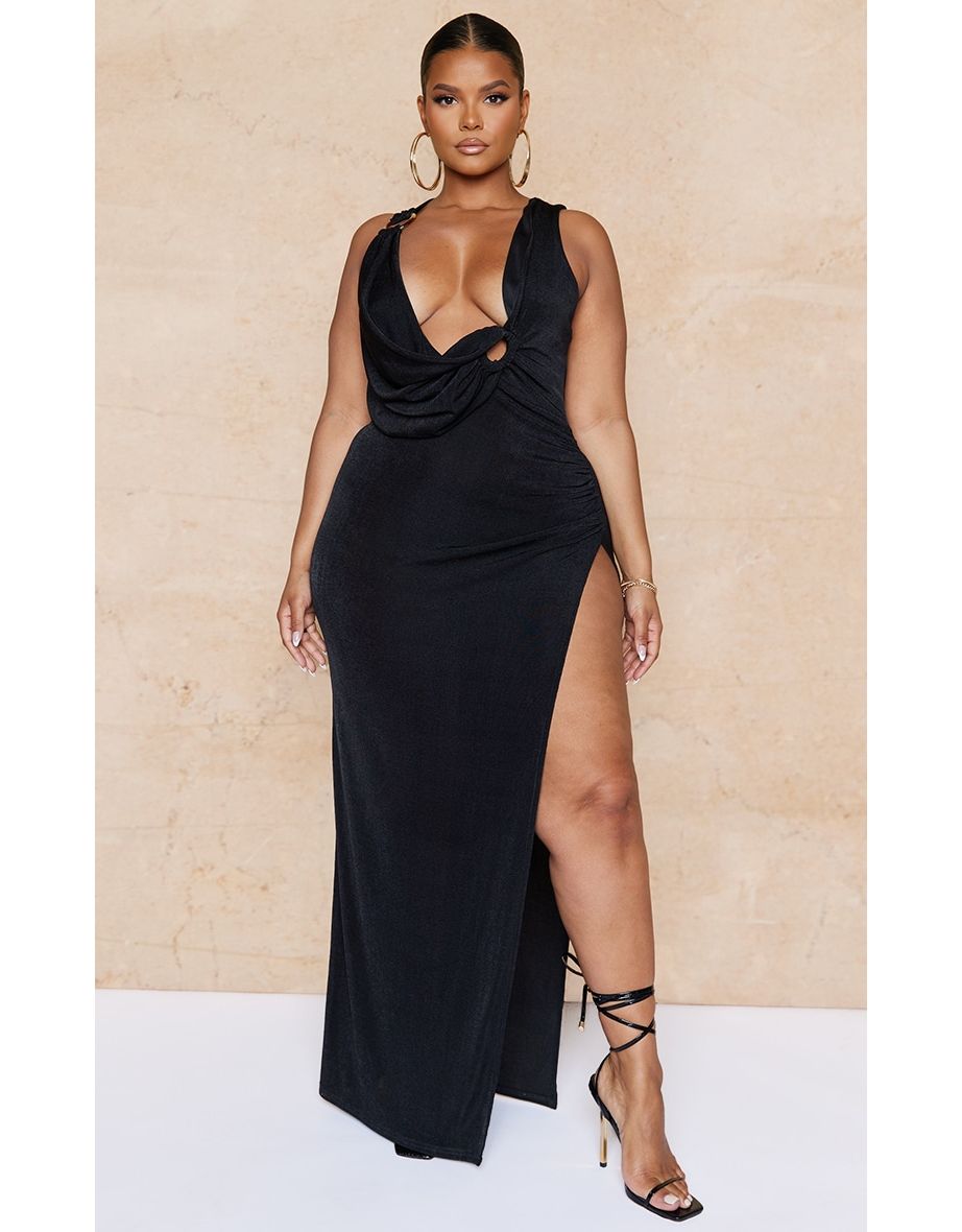 Plus size thigh split dress hotsell