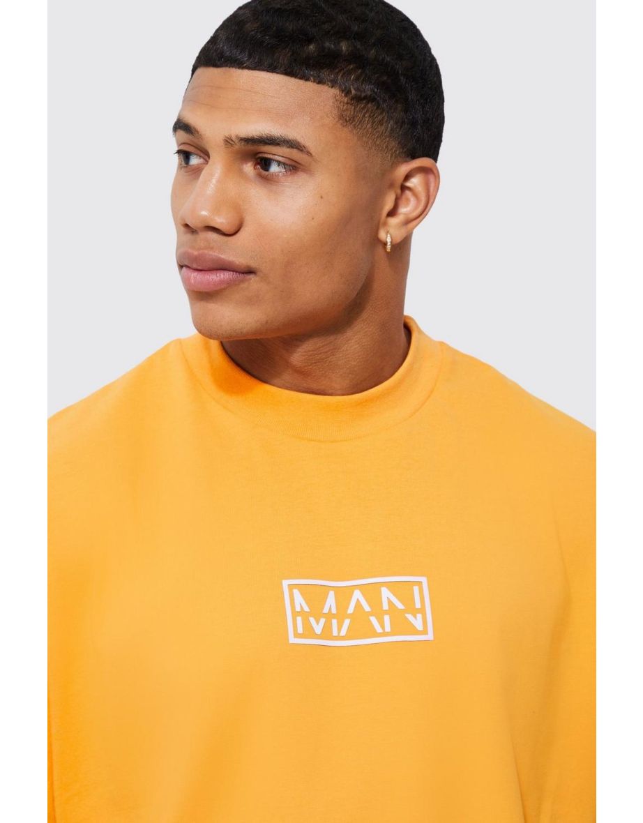 Oversized High Build Man Graphic T-shirt - orange - 2