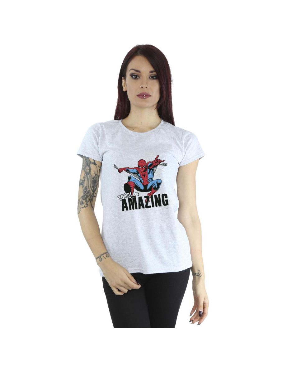 Marvel Womens/Ladies Spider-Man Amazing Cotton T-Shirt - Sports Grey
