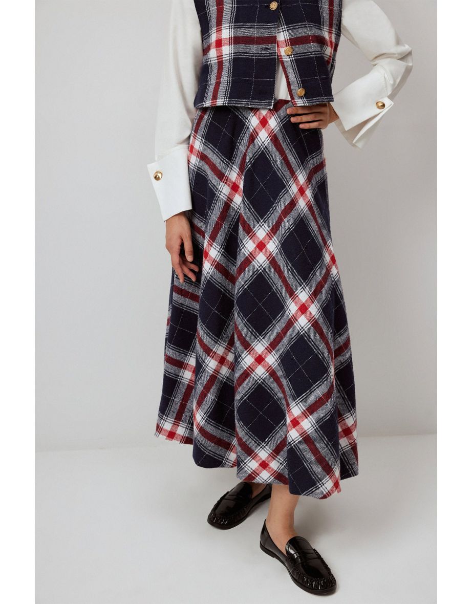 PLAID VEST SKIRT SUIT - 5