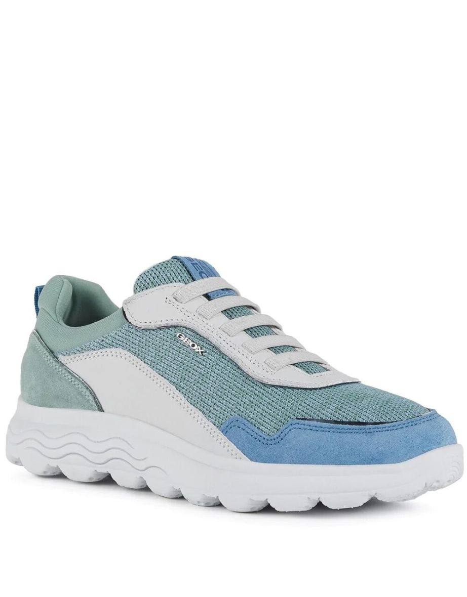 Geox Womens/Ladies Spherica Nappa Leather Trainers - White/Green