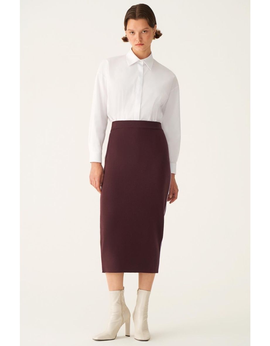Illas Burgundy Lilac Color Knitwear Skirt