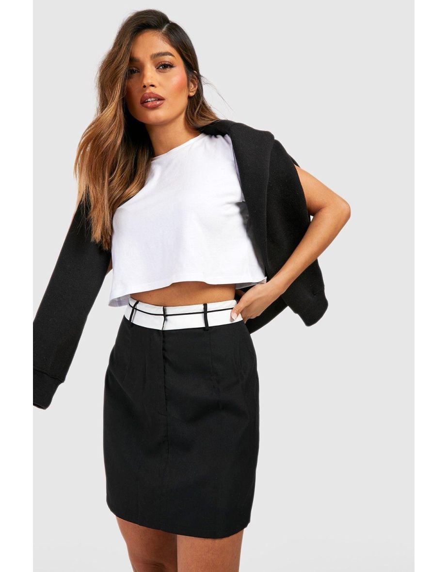 Reverse Waistband Tailored Mini Skirt - black