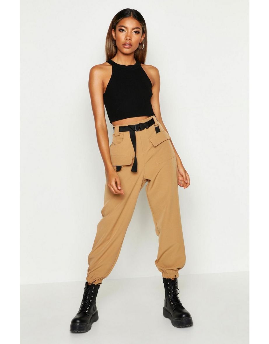 Cargo Belted Trousers - camel