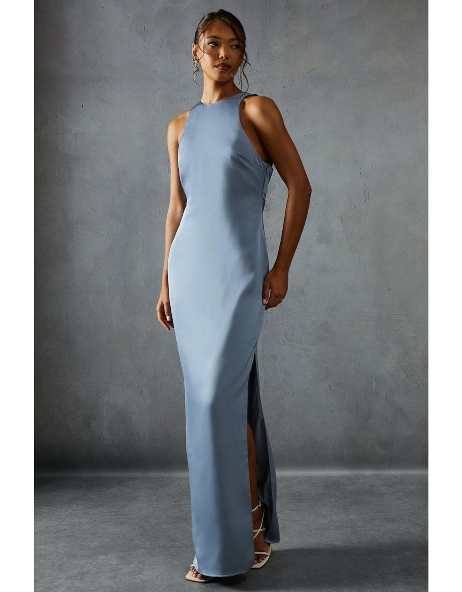 Premium Satin Racer Open Back Bridesmaid Dress
