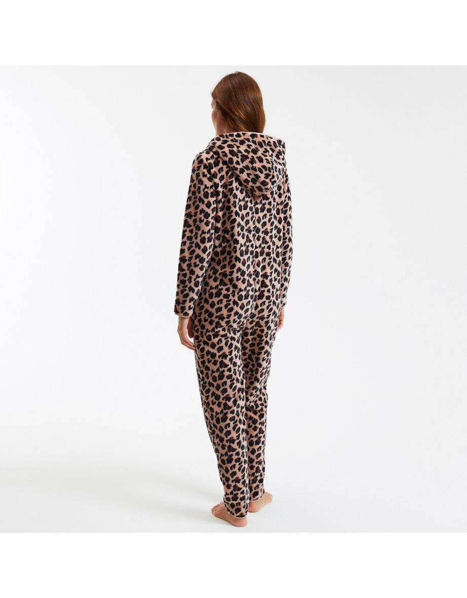 Leopard Print Fleece Onesie - 3