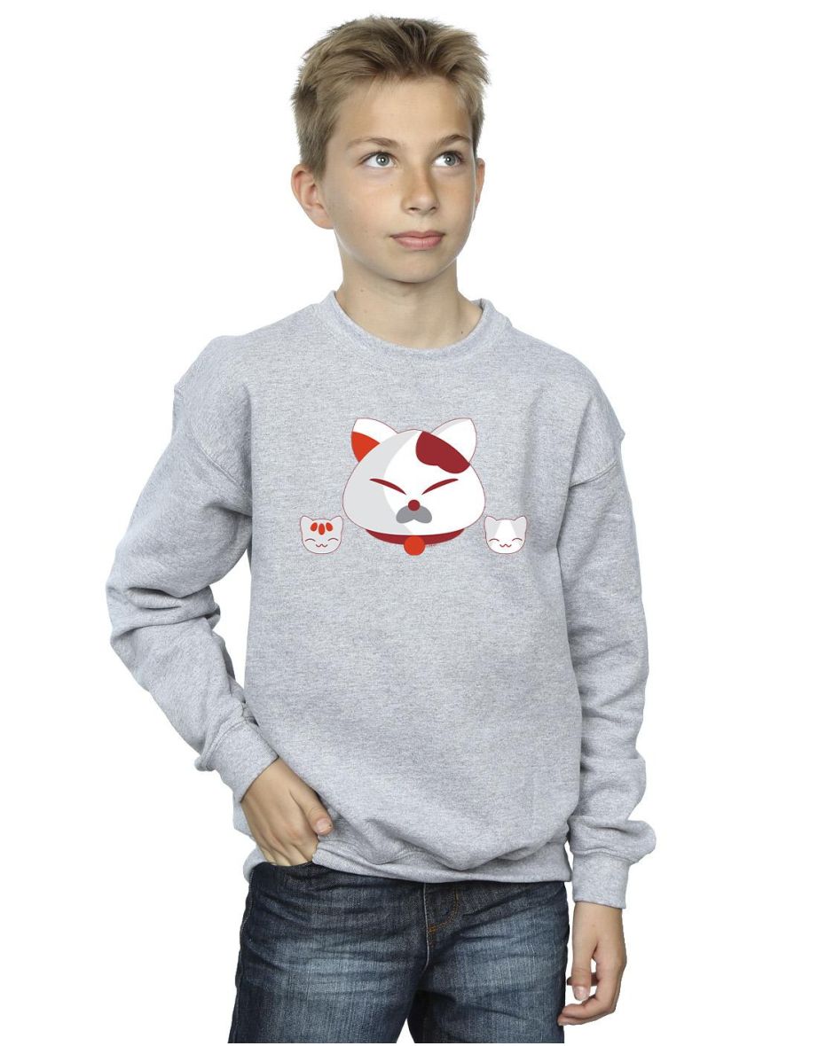 Disney Boys Big Hero 6 Baymax Kitten Heads Sweatshirt - Sports Grey