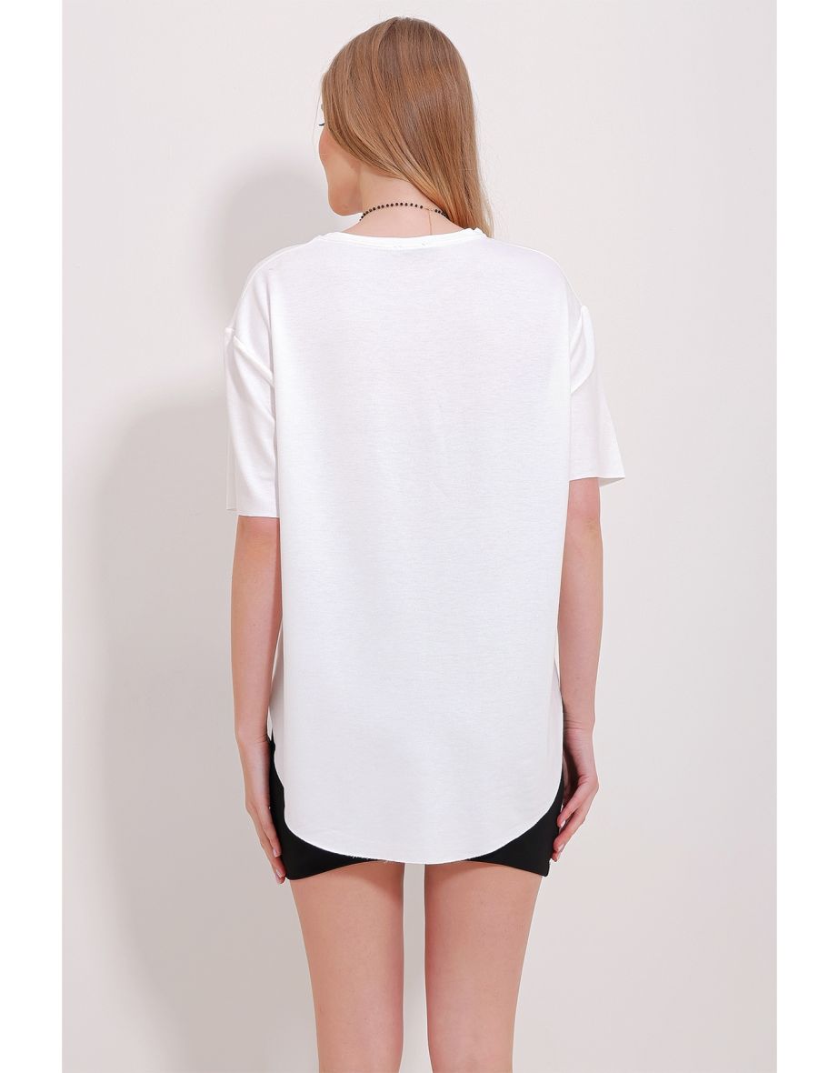Women's White Anthracite Crew Neck 2-Pack Oval Cut Modal T-Shirt - 6