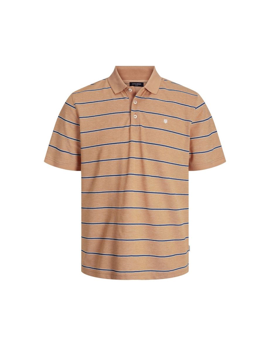 Striped Polo Shirt in Cotton Mix with Short Sleeves