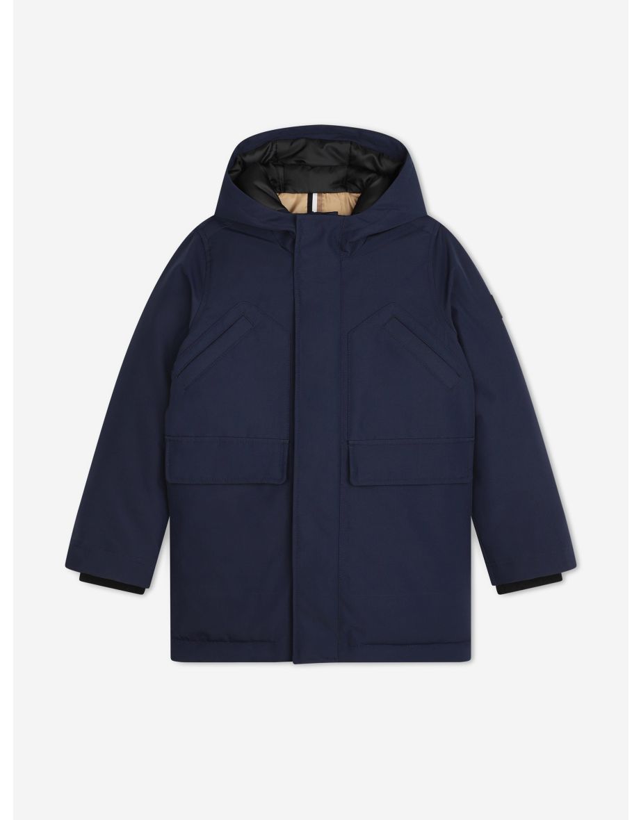 BOSS Boys Hooded Parka in Navy