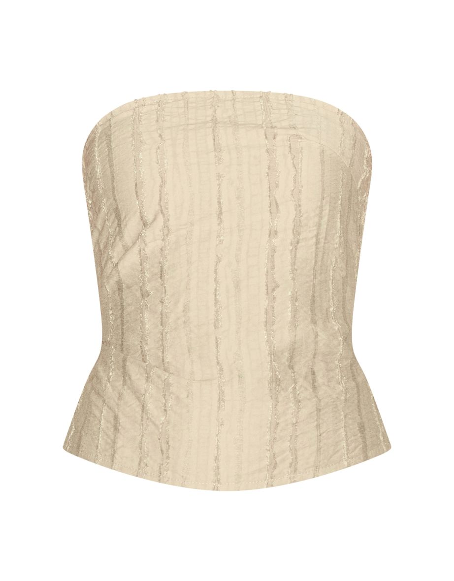 Chartreuse Textured Frayed Bandeau Top - 4