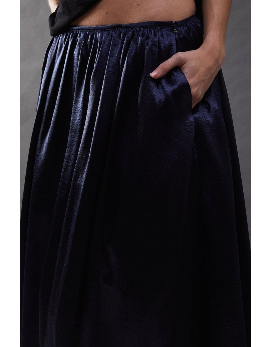 High Shine Metallic Puff Ball Maxi Skirt - 3
