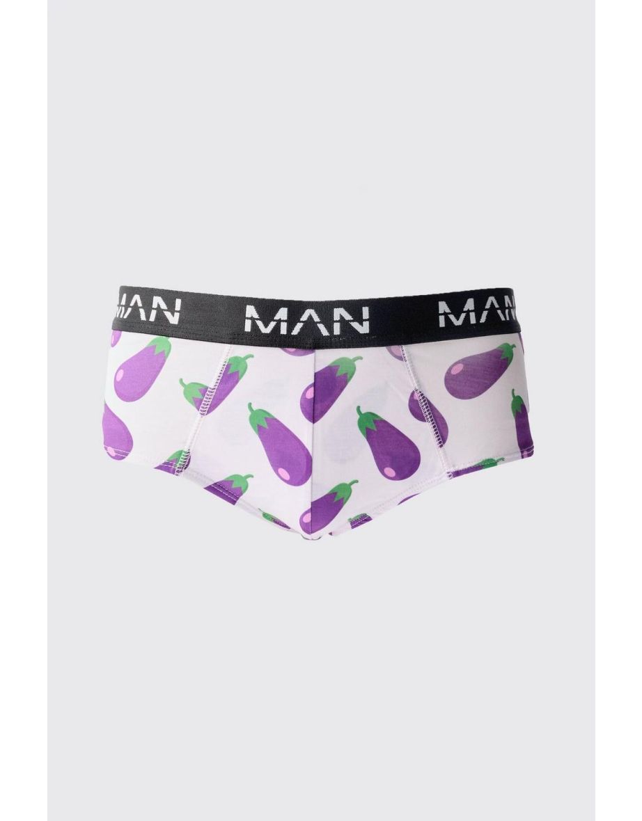 Man Aubergine Printed Briefs - multi
