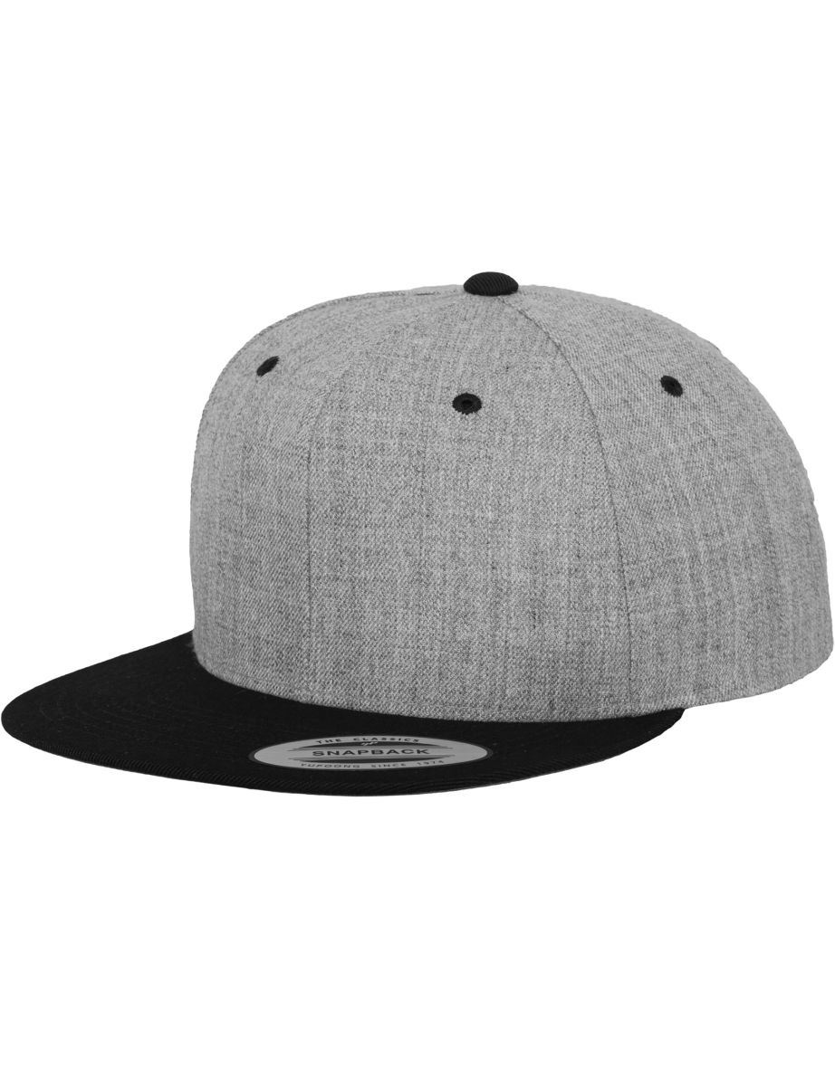 Yupoong Mens The Classic Premium Snapback 2-Tone Cap - Heather/Black