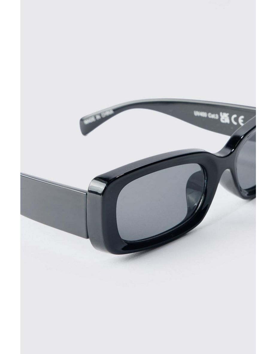 Chunky Plastic Rectangular Sunglasses - black - 3