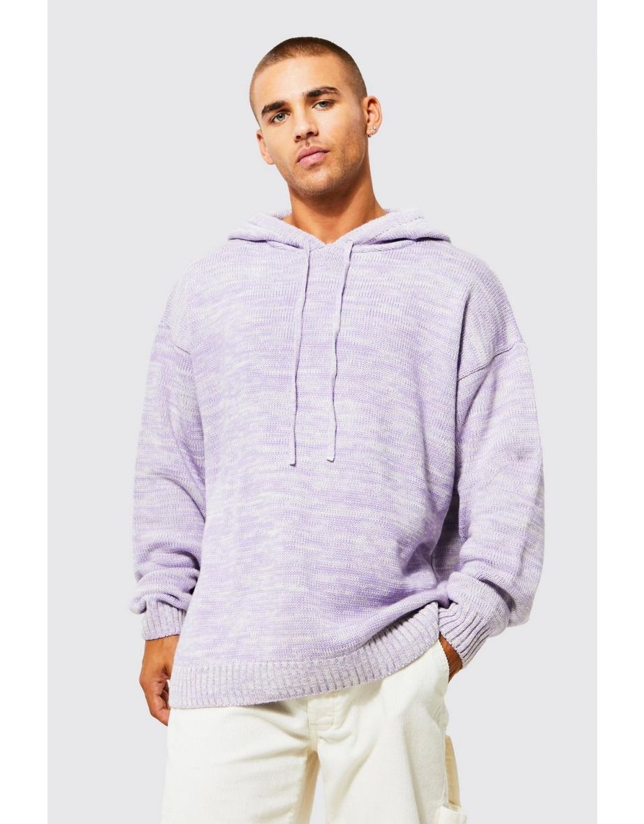 Oversized Twist Chunky Knitted Hoodie - lilac
