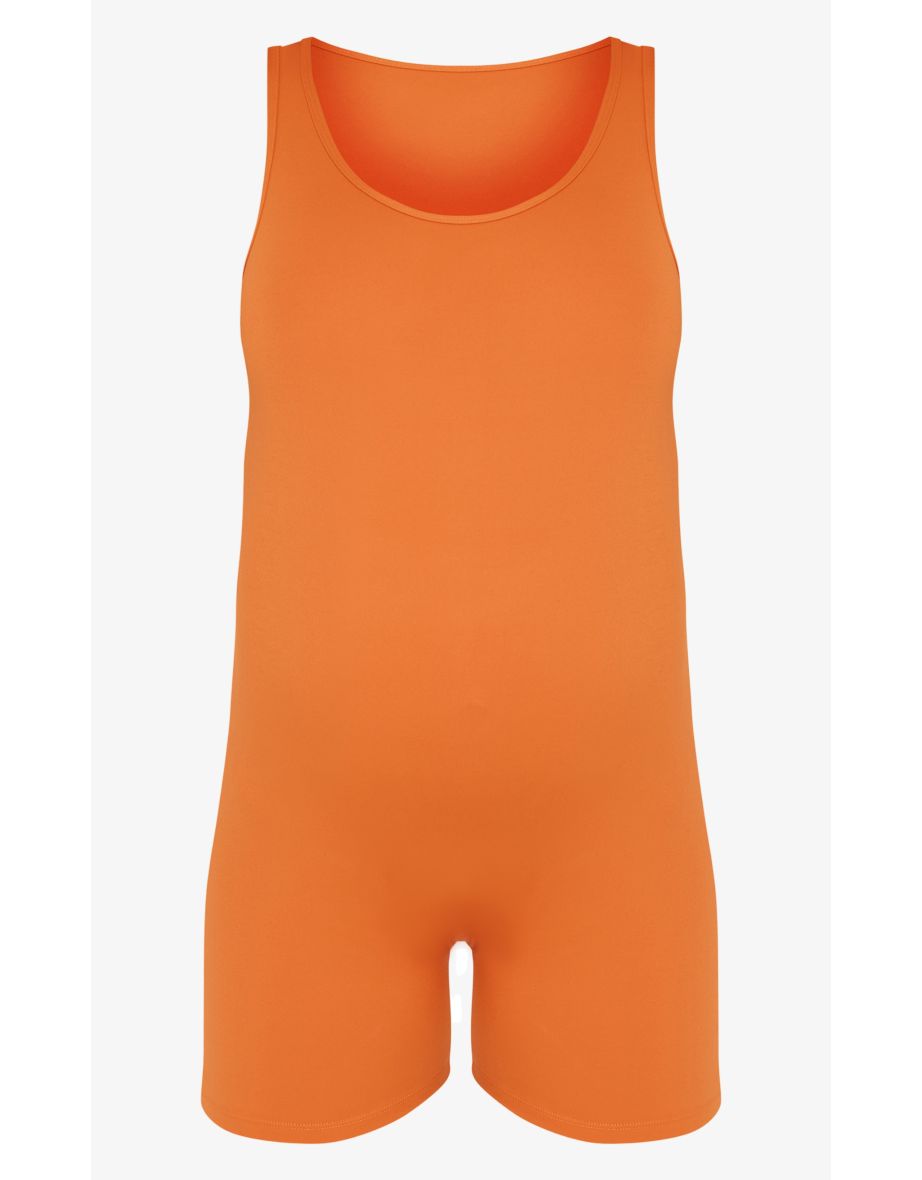 Maternity Burnt Orange Sleeveless Unitard - 4