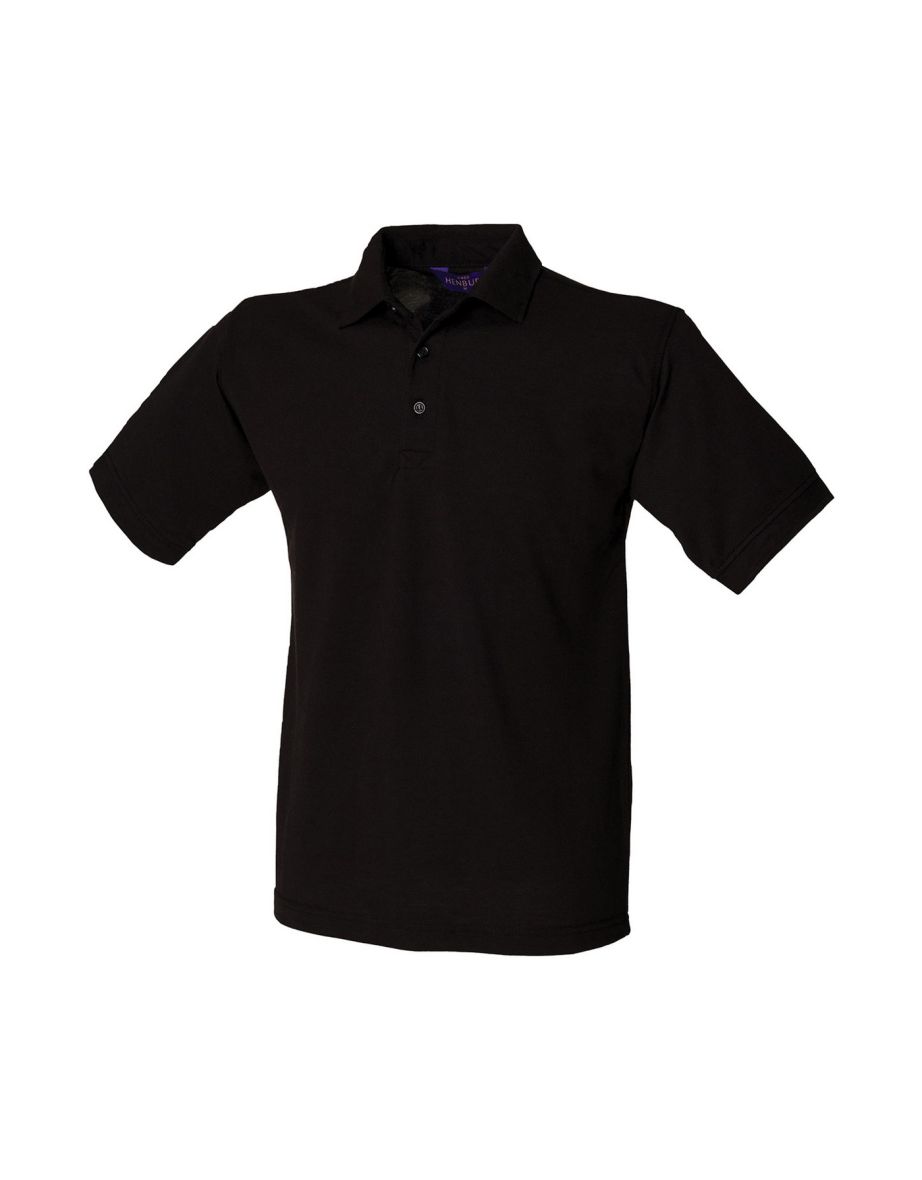 Henbury Mens Polycotton Heavy Polo Shirt - Black