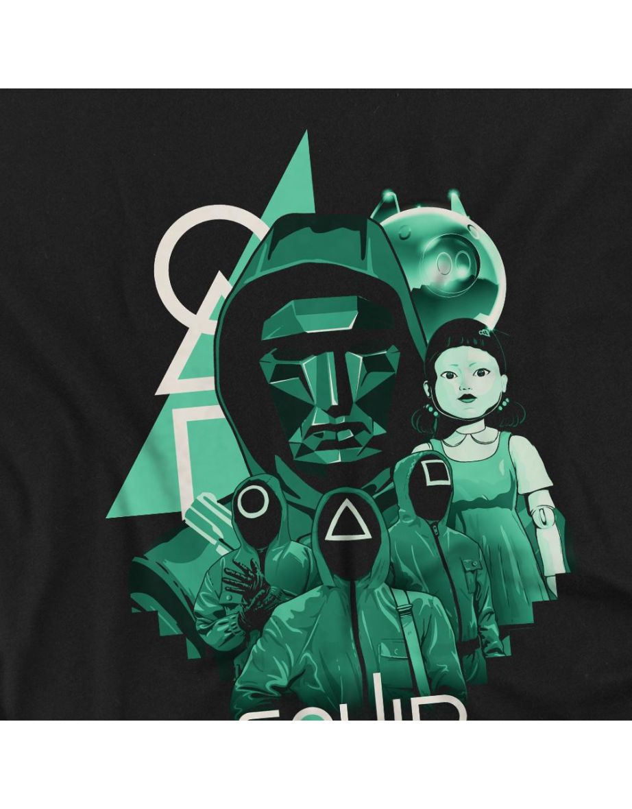 Squid Game Unisex Adult Front Man Group Shot T-Shirt - Black - 2