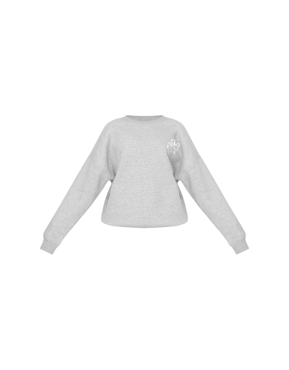 Petite Ash Grey Crew Neck Oversized Sweatshirt - 4