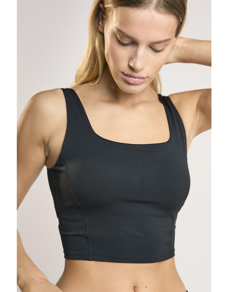 Agon Lounge Black Square-Neck Crop-Top - 3