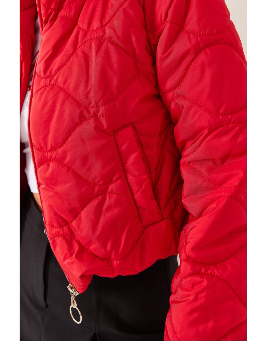 Women's Stand Collar Waterproof Short Puffer Jacket - 7