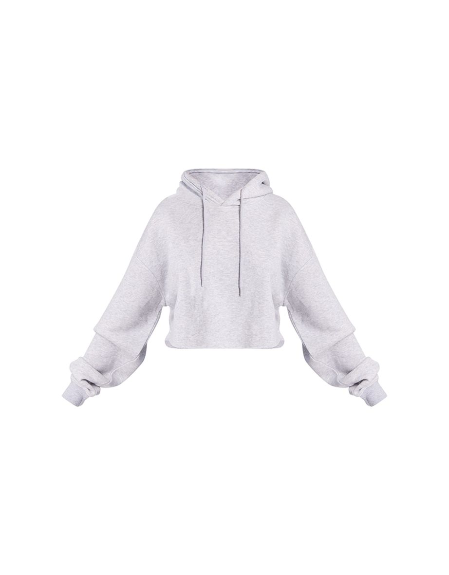 Ash Grey Oversized Cropped Sweat Hoodie - 4