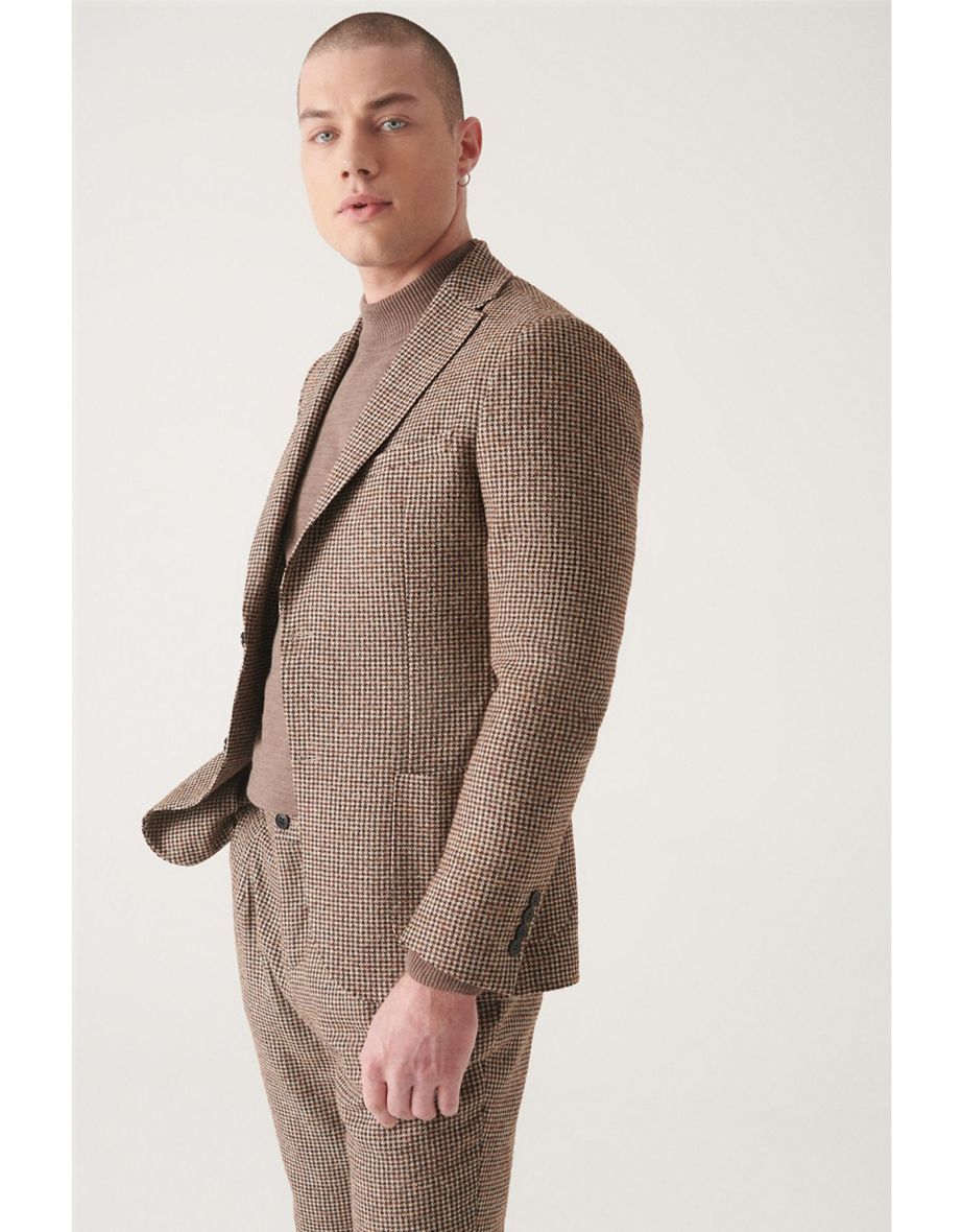 Avva Brown Checked Blazer - 6
