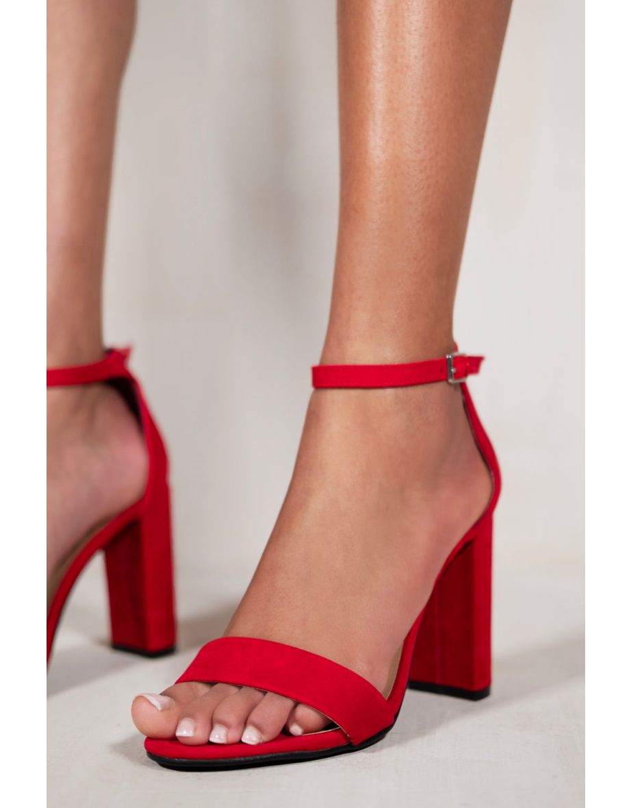 SKYE STRAPPY BLOCK HEELS WITH BUCKLE IN ROUGE RED - 1