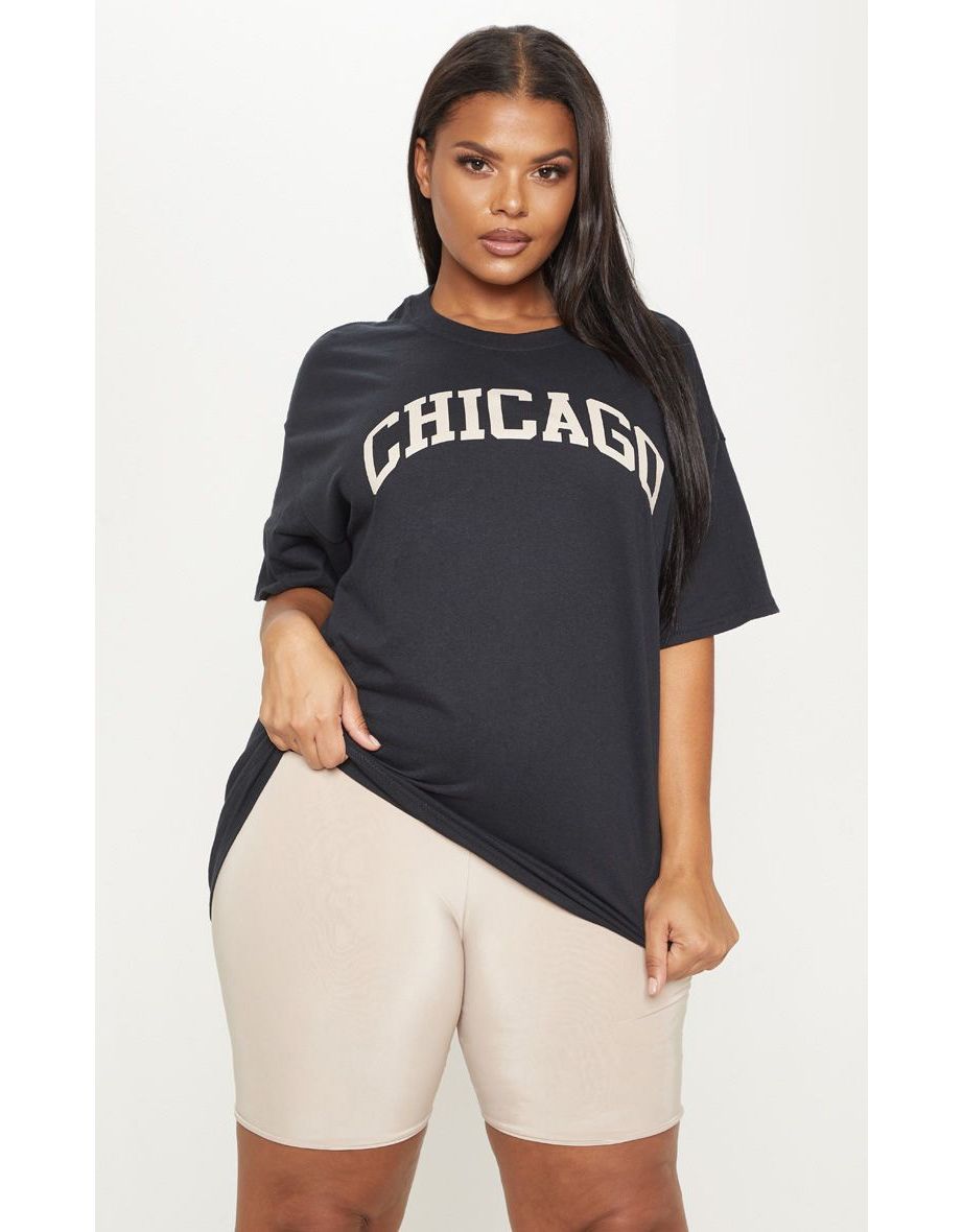 Plus Chicago Slogan Oversized T-shirt Dress