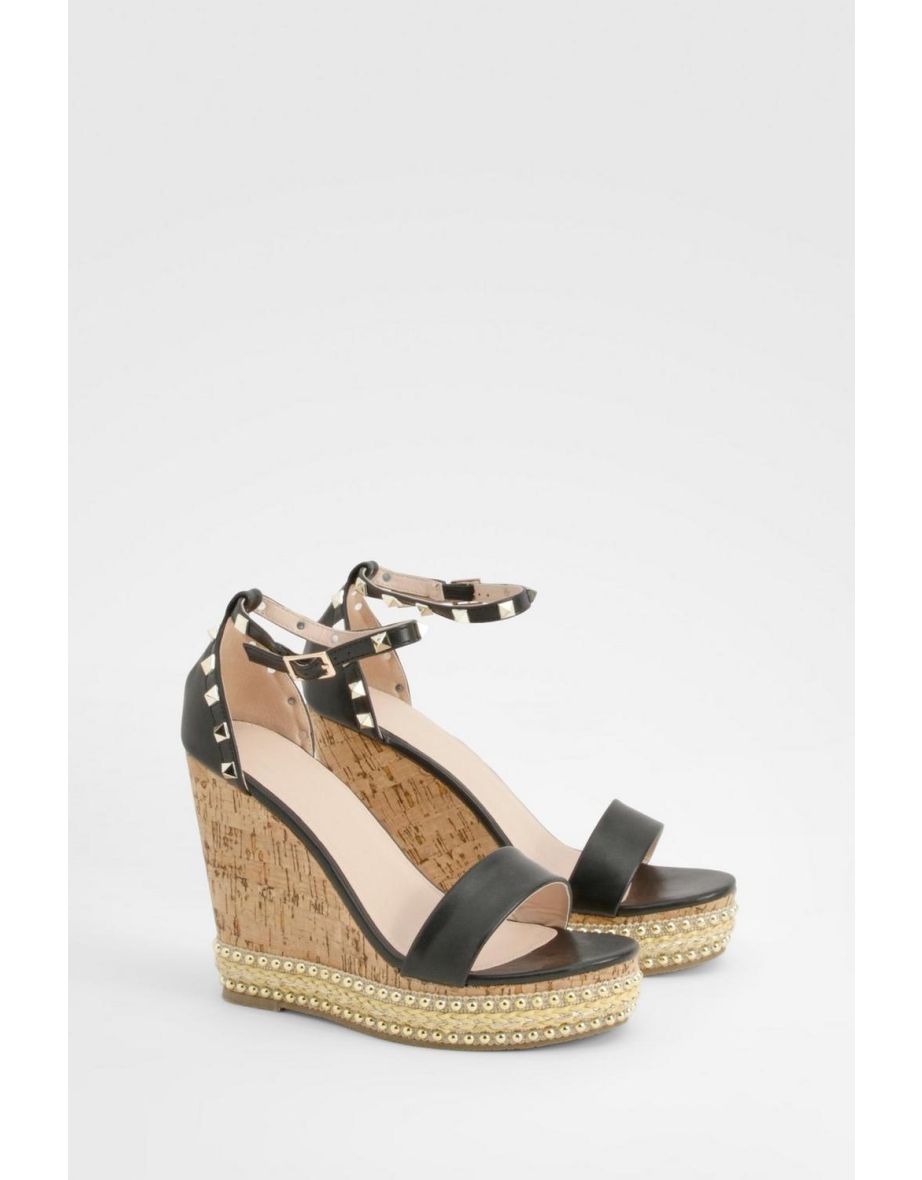 Stud Detail 2 Part Wedges - black
