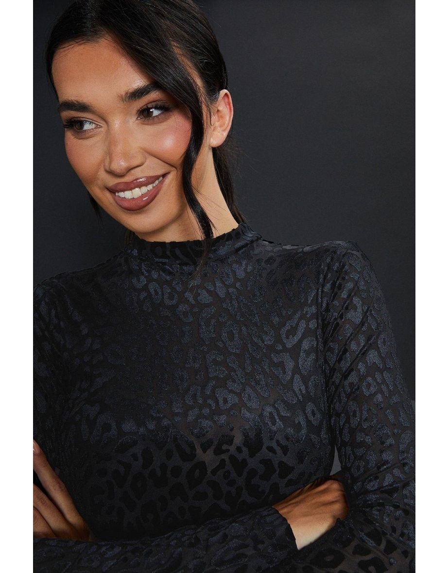 Leopard Velvet Burnout Long Sleeve Top - 3