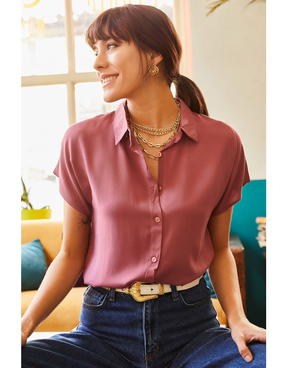 Women's Dried Rose Bat Viscose Shirt - 3