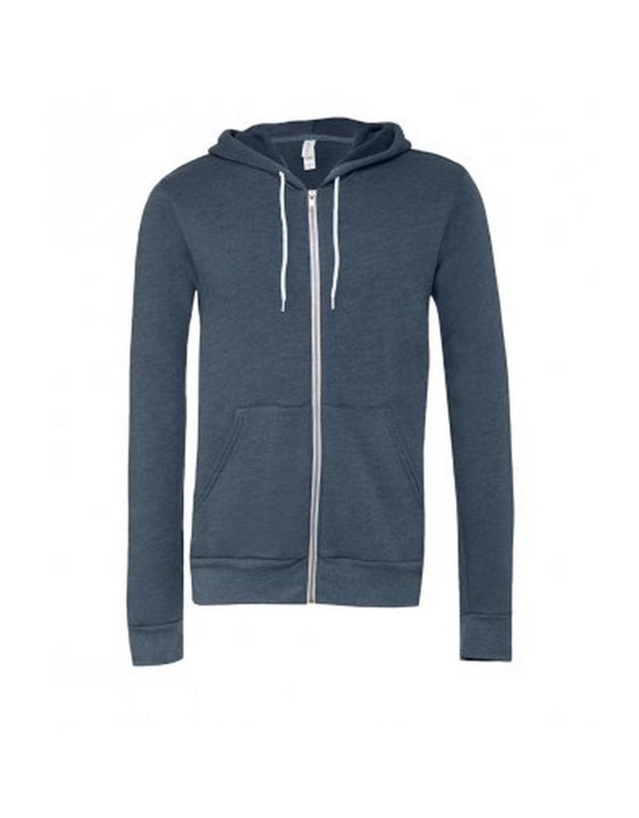 Bella + Canvas Adults Unisex Full Zip Hoodie - Heather Navy