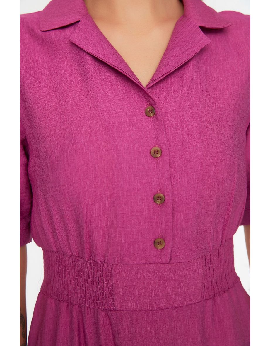 Purple A-Line Midi Skater Dress - 4