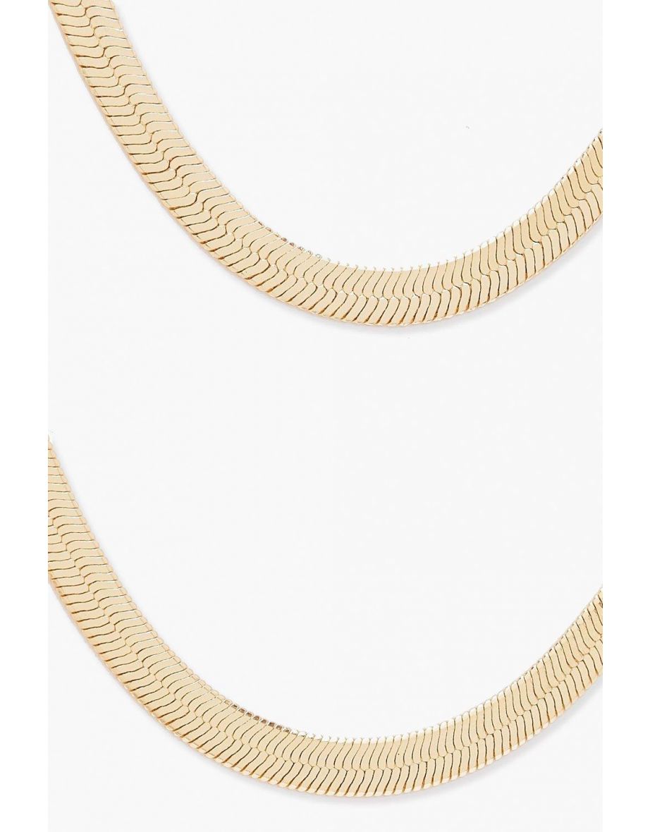 Gold Flat Snake Chain Necklace - gold - 1