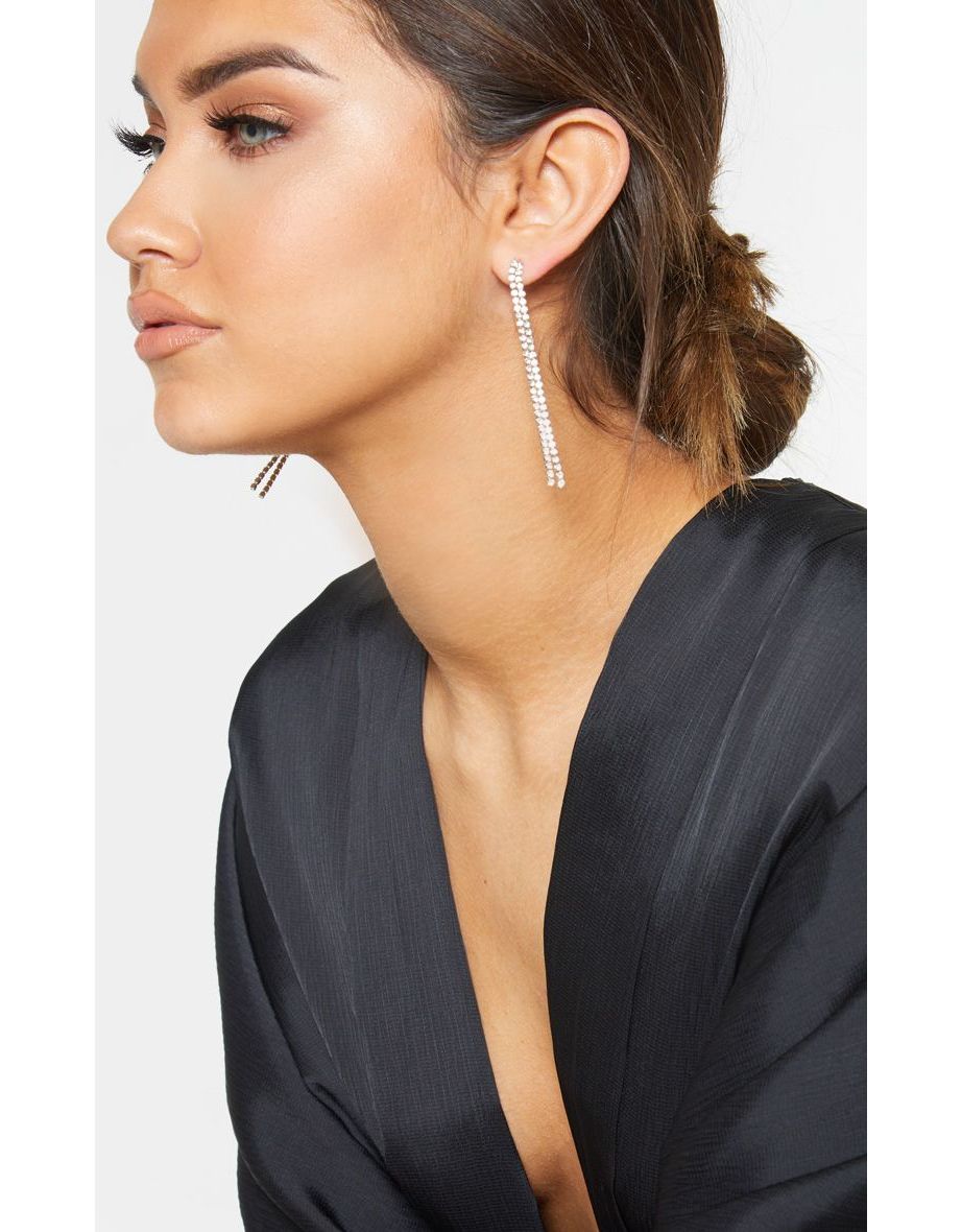 Silver Diamante Chain Drops