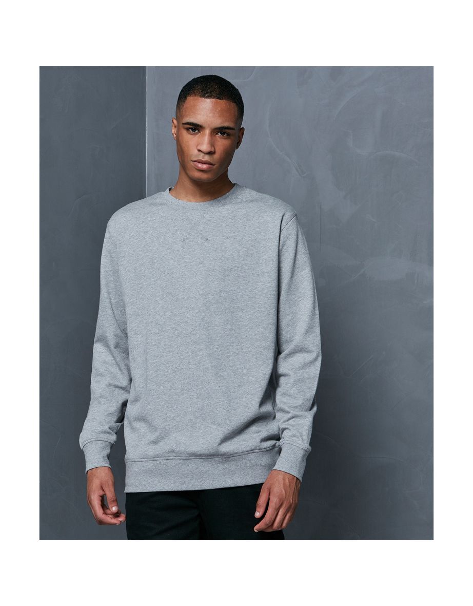 Mens Basic Crew Neck Sweatshirt - Heather Grey - 3