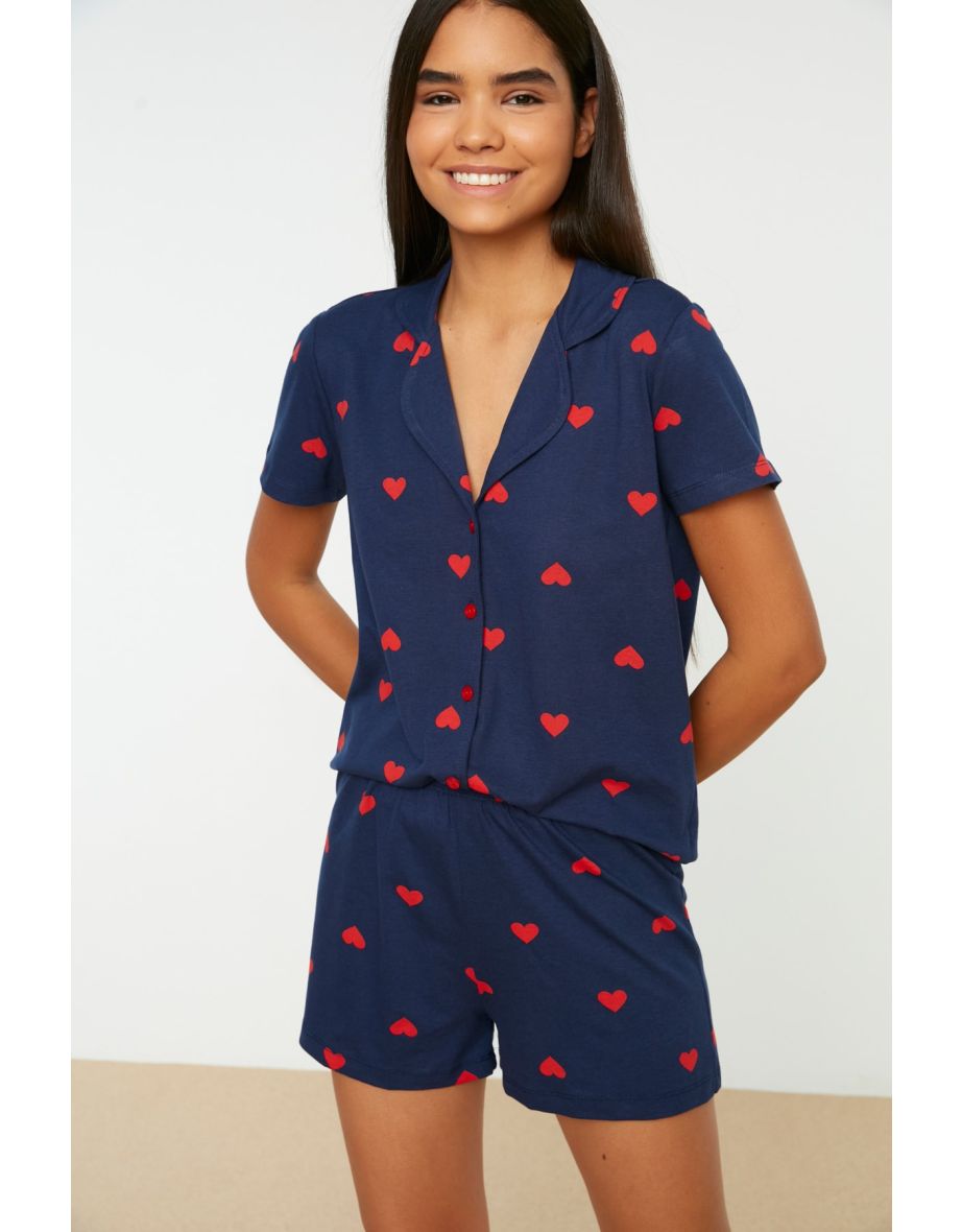 Pajama Set - Navy blue - Heart
