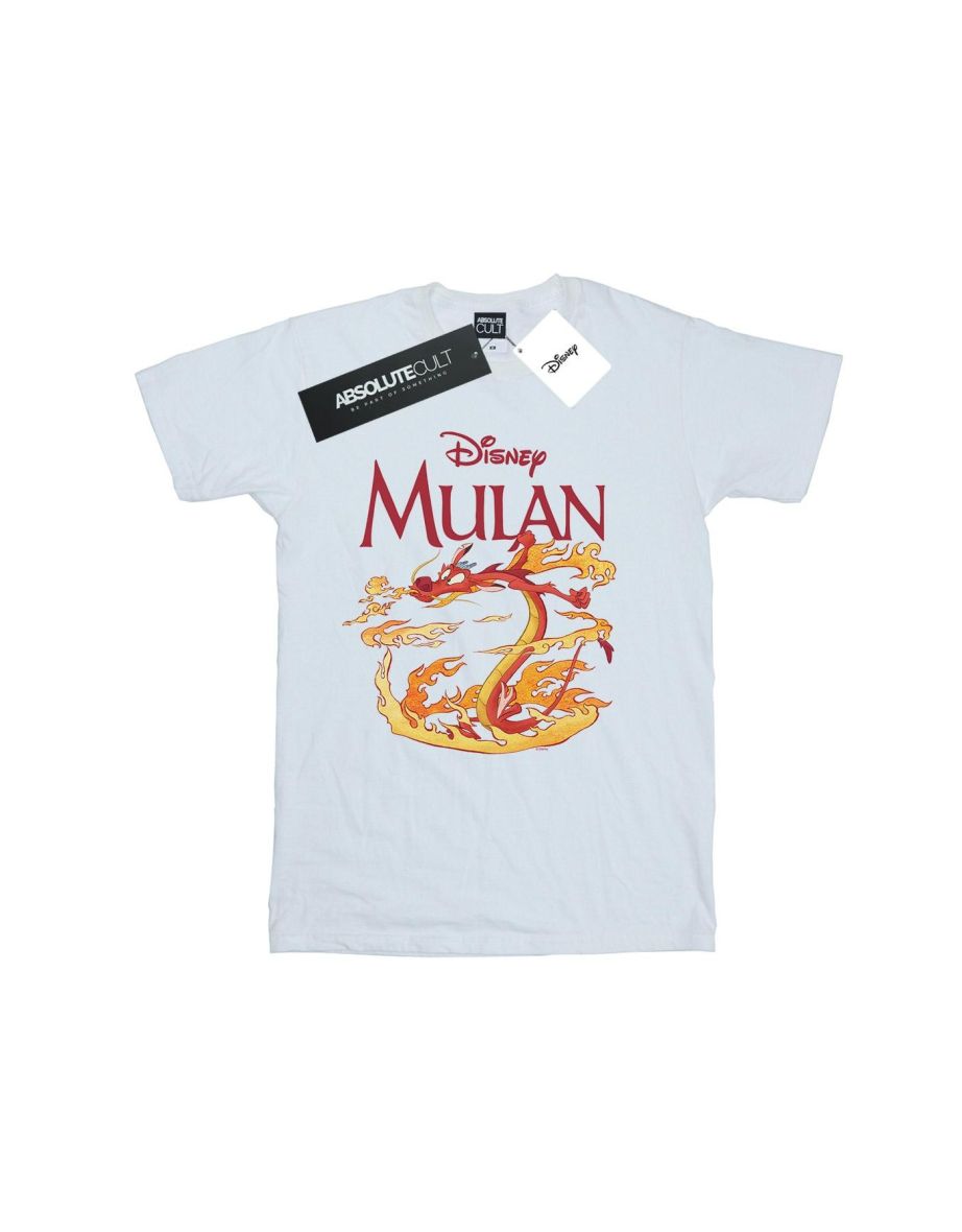 Disney Womens/Ladies Mulan Mushu Dragon Fire Cotton Boyfriend T-Shirt - White