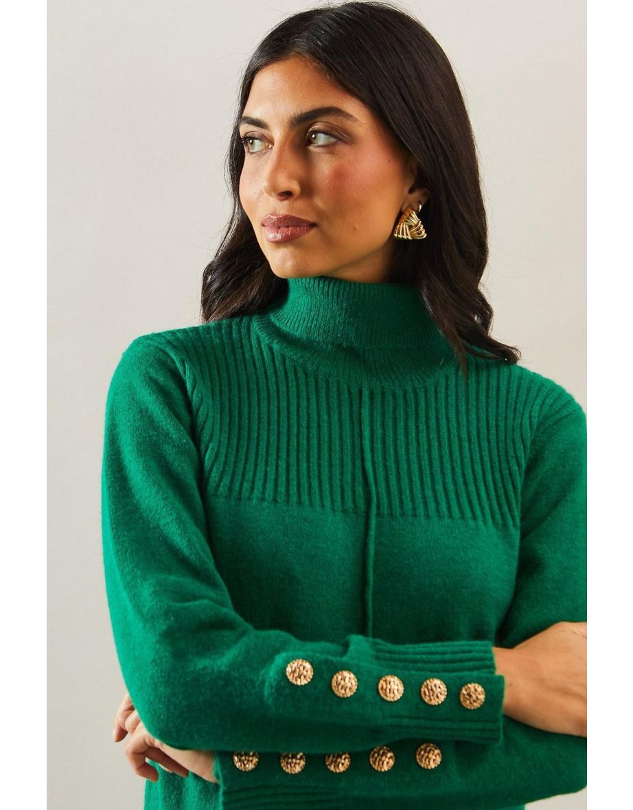 Rib Panel Button Sleeve Jumper - 3