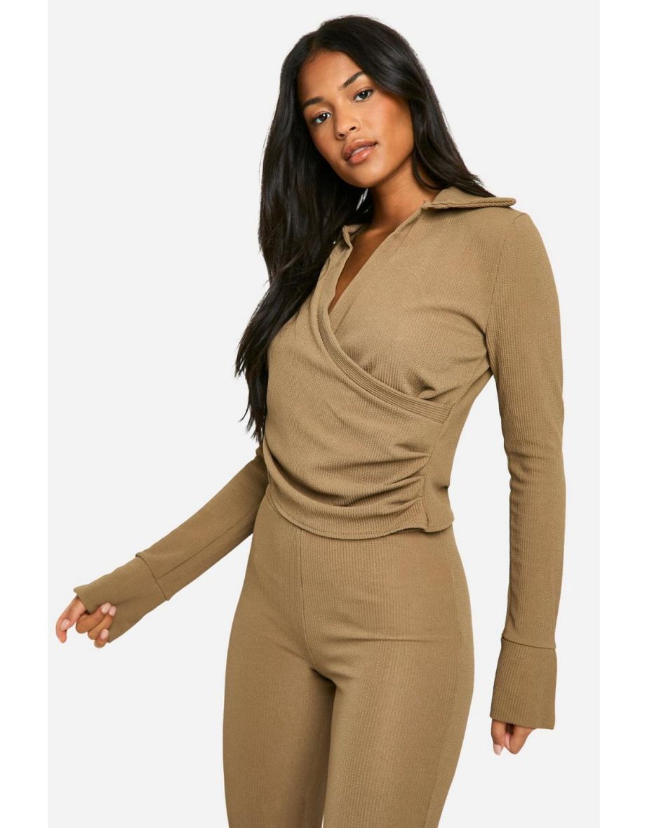 Tall Crinkle Wrap Top and Flare Trouser Co-ord - 3