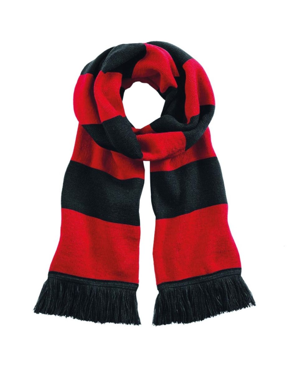 Beechfield Varsity Unisex Winter Scarf (Double Layer Knit) - Black /Classic Red